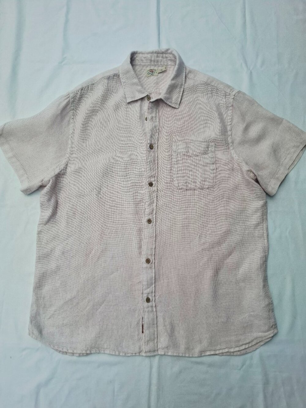 Faherty 100% Linen Button Up Palma Shirt Men's XL Short Sleeve Light Pink